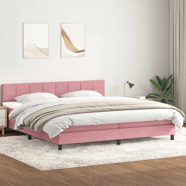 vidaXL Giroletto a Molle con Materasso Rosa 180x220 cm in Velluto