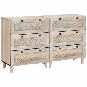 vidaXL Credenza 2 pz 120 x 33,5 x 75 cm legno massello di mango Bianco