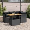 vidaXL Set Divani da Giardino 5 pz con Cuscini in Polyrattan Nero