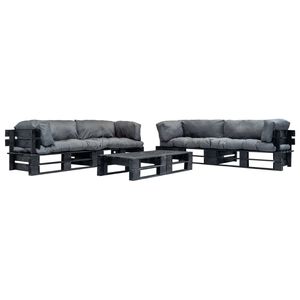 vidaXL Set Divani da Giardino Pallet 6 pz con Cuscini Grigi in Legno