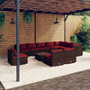 vidaXL Set Divani da Giardino 11 pz con Cuscini in Polyrattan Marrone