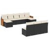 vidaXL Set Divani da Giardino 10pz con Cuscini in Polyrattan Nero
