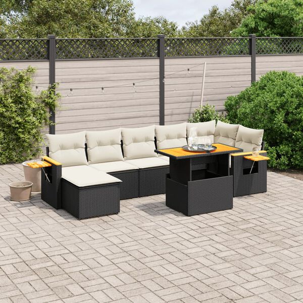 vidaXL Set Divani da Giardino con Cuscini 8 pz Nero in Polyrattan