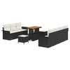 vidaXL Set Divano da Giardino 10 pz Nero polyrattan