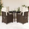 vidaXL Set da Pranzo da Giardino 5pz con Cuscini in Polyrattan Marrone