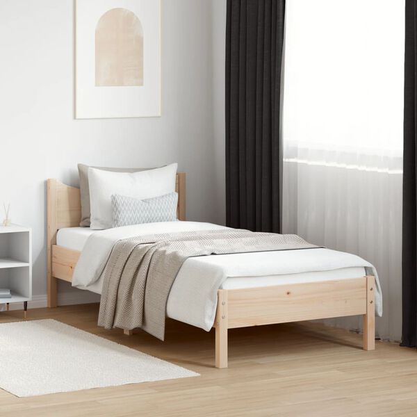 vidaXL Letto senza Materasso 75x190 cm in Legno Massello Pino