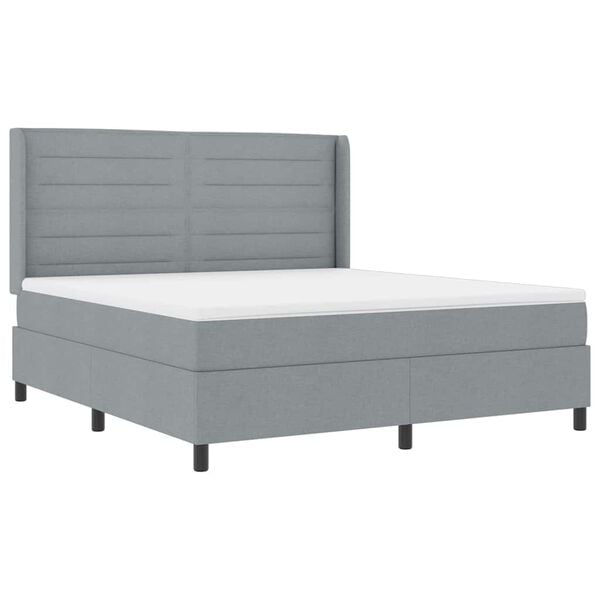 vidaXL Letto a molle con materasso Grigio chiaro 180 x 200 cm Tessuto