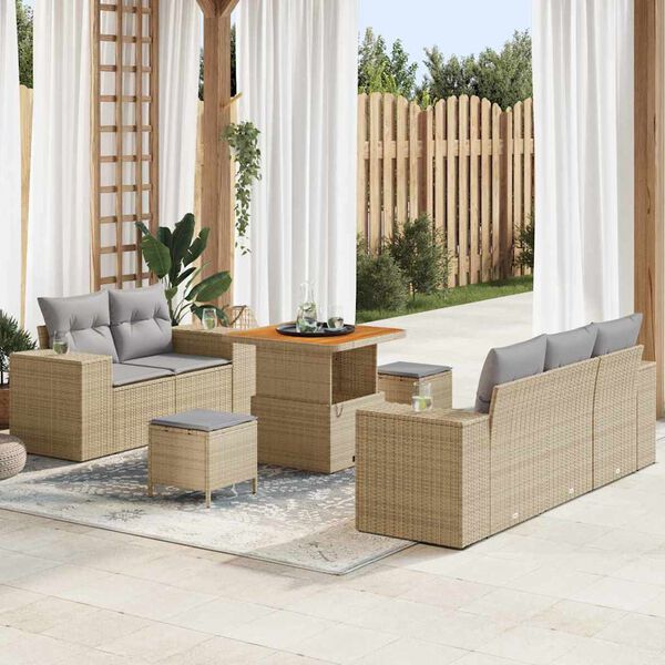 vidaXL Set Divano da Giardino con cuscino 8 pcs beige e grigio chiaro