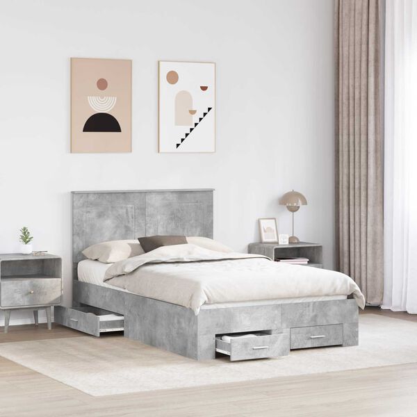vidaXL Struttura del letto con testiera Grigio cemento 120 x 190 cm