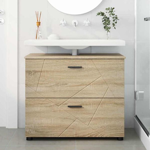 vidaXL Mobile da Bagno con cassetto Rovere Sonoma 76,5 x 35 x 64 cm