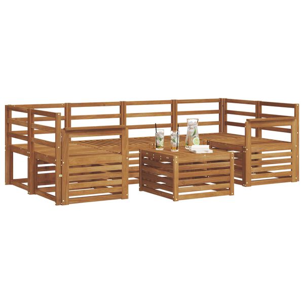 vidaXL Set divani 7 pcs Naturale Legno di Acacia Massello