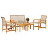 vidaXL Set Salotto da Giardino 5 pz Beige in Polyrattan e Legno Acacia