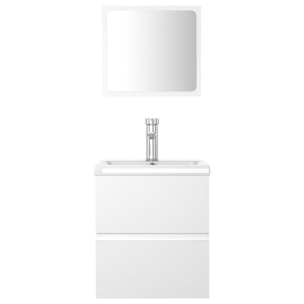 vidaXL Set Mobili da Bagno Bianco in Legno Multistrato