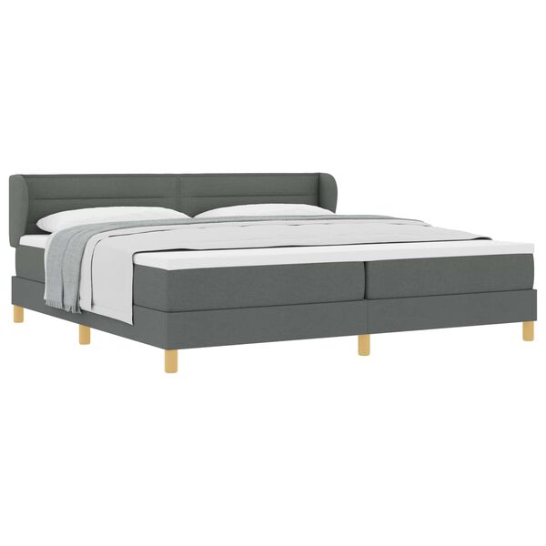 vidaXL Letto a molle con materasso Grigio scuro 200 x 200 cm Tessuto