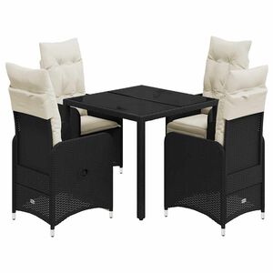 vidaXL Set Bistr&ograve; da Giardino 5 pz con Cuscini in Polyrattan Nero