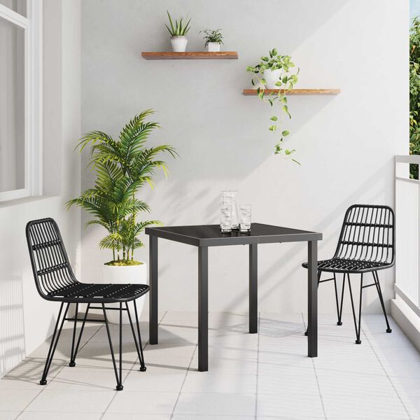 vidaXL Set da Pranzo per Giardino 3 pcs Nero