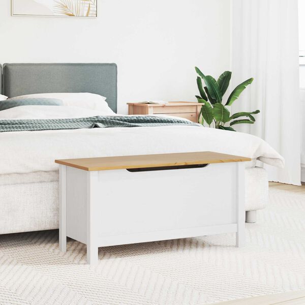 vidaXL Scatola di Stoccaggio Bianco e marrone miele 90 x 40 x 45 cm