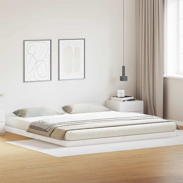 vidaXL Struttura letto a terra Bianco 213.5 x 104 x 9 cm Pino massello