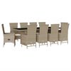 vidaXL Set da Pranzo da Giardino 11 pz con Cuscini Beige in Polyrattan
