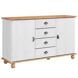 vidaXL Credenza ASKIM Bianco 133.5 x 40 x 79 cm Legno di pino massello