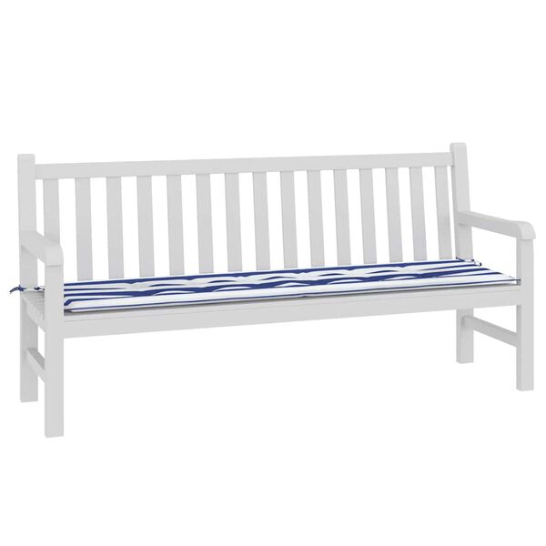 vidaXL Cuscino per Panchina da Giardino Blu e bianco 180 x 50 x 4 cm