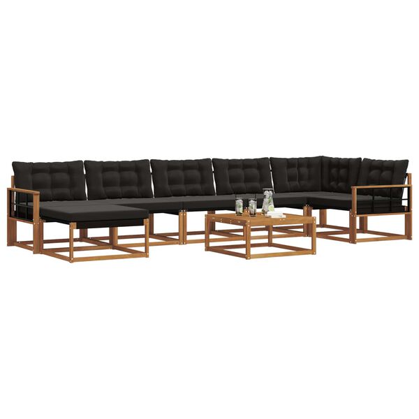 vidaXL Set di divani da esterno con cuscino 22 pcs Naturale e Nero