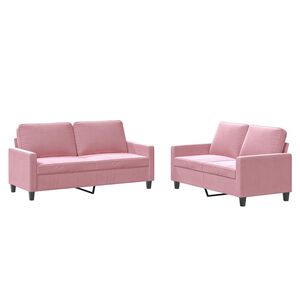 vidaXL Set di Divani 2 pz con Cuscini rosa in Velluto