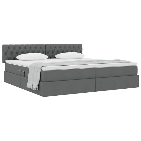 vidaXL Letto con contenitore e materasso Grigio scuro 200 x 200 cm