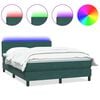 vidaXL Letto a Molle con Materasso e LED Verde Scuro 160x220 cm Velluto