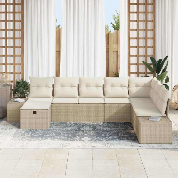 vidaXL Set Divano da Giardino con cuscino 8 pcs Beige polyrattan