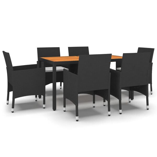 vidaXL Set da Pranzo da Giardino 7 pz in Polyrattan Nero