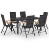 vidaXL Set da Pranzo da Giardino 7 pz Nero e Marrone