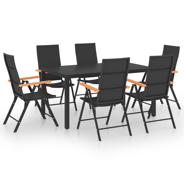 vidaXL Set da Pranzo da Giardino 7 pz Nero e Marrone