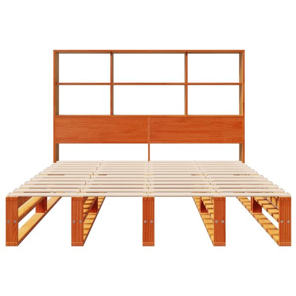 vidaXL Letto Libreria senza Materasso Marrone Cera 120x200 cm Legno