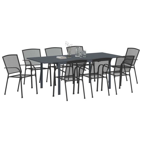 vidaXL Set da Pranzo per Giardino 9 pcs Antracite Acciaio