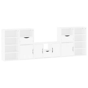 vidaXL Mobile TV 5 pz con Contenitore ODDA Bianco in Legno di Pino