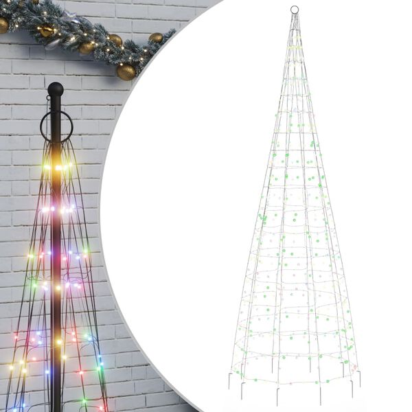 vidaXL Albero di Natale a LED su Pennone 550 LED Colorato 300 cm