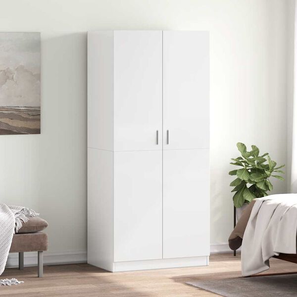 vidaXL Armadio Bianco Lucido 80x52x180 cm in Legno Multistrato