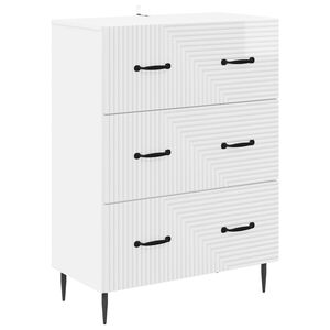 vidaXL Mobile con Cassetti Bianco Lucido 66 x 34,5 x 89,5 cm
