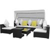 vidaXL Set Divani da Giardino 7 pz con Tettoia in Polyrattan Nero