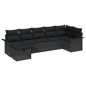 vidaXL Set Divano da Giardino 7 pz Nero polyrattan