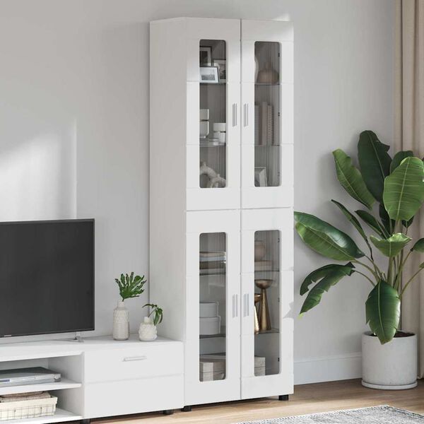 vidaXL Credenza con lo scaffale FLORIN Bianco Lucido 60 x 35 x 182 cm
