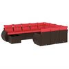 vidaXL Set Divani da Giardino 11 pz con Cuscini Marrone in Polyrattan