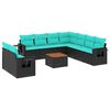 vidaXL Set Divani da Giardino 10 pz con Cuscini Nero in Polyrattan