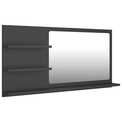 vidaXL Specchio da Bagno Grigio 90x10,5x45 cm in Legno Multistrato