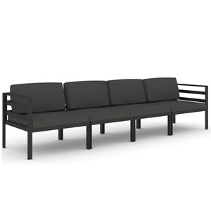 vidaXL Set Divani da Giardino 4 pz con Cuscini in Alluminio Antracite