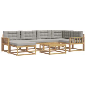 vidaXL Set di divani da esterno 7 pz Bianco e Grigio Chiaro