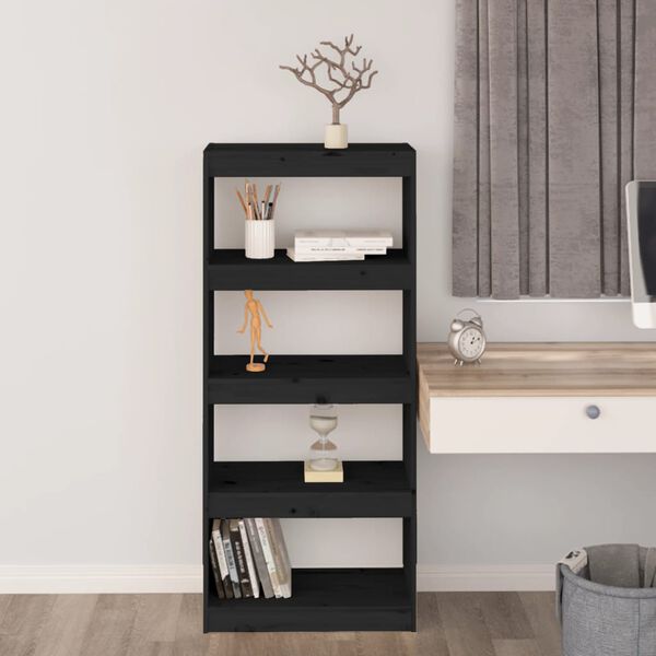 vidaXL Libreria/Divisorio Nero 60x30x135,5 cm Legno Massello di Pino
