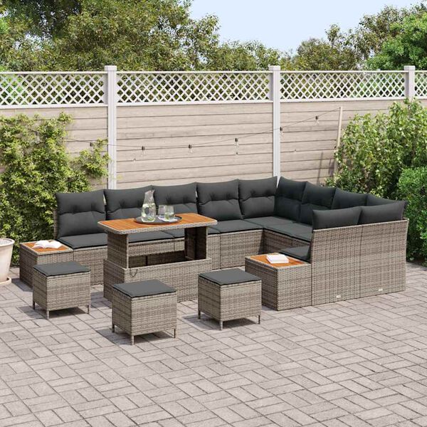 vidaXL Set Divano da Giardino 13 pcs Grigio polyrattan