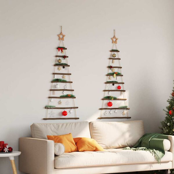 vidaXL Alberi di Natale sospesi con stelle in alto 2 pz 55x120 cm Ramo naturale